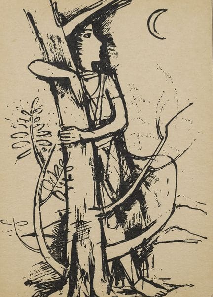 Hofer, Karl (1878-1955). Unter einem Baum mit Mond