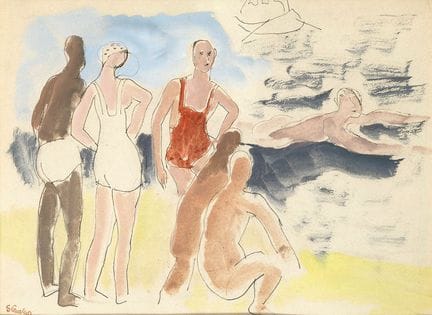 Strecker, Paul (1898-1950). Strandszene. Zeichnung
