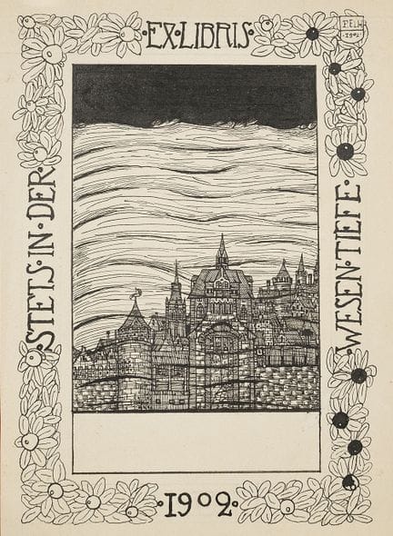 Ébauches d'ex-libris réalisées par 12 artistes, ac