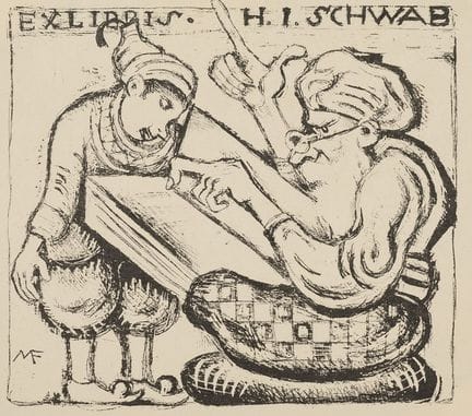 Ex-libris. – Michel Fingesten. Ex-libris H.I. Schw