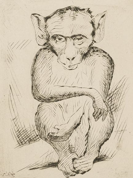 Krüger, Hans (1884-1963). Affenstudien. 5 (4 sign.