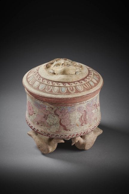 IMPORTANTE PYXIDE EN TERRE CUITE POLYCHROME

Art g