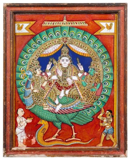ICONA DI KARTIKEYA SUL SUO PAVONE

Tanjore, India 