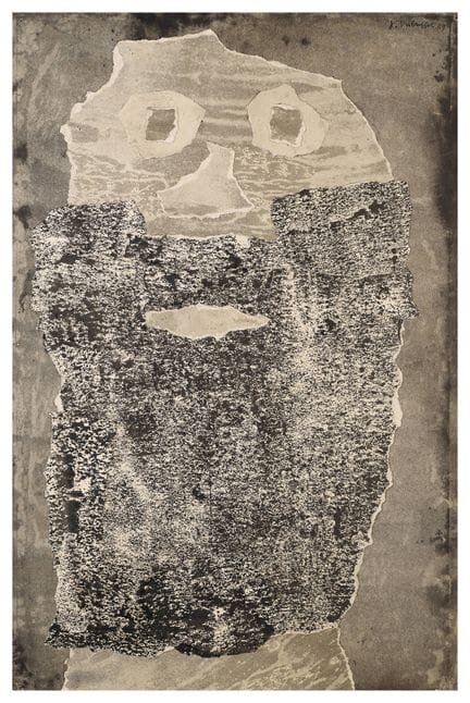 让·杜布菲

《不公判决的胡须》——1959年

纸本印痕拼贴与中国墨 

右上角签名并注明日期“J
