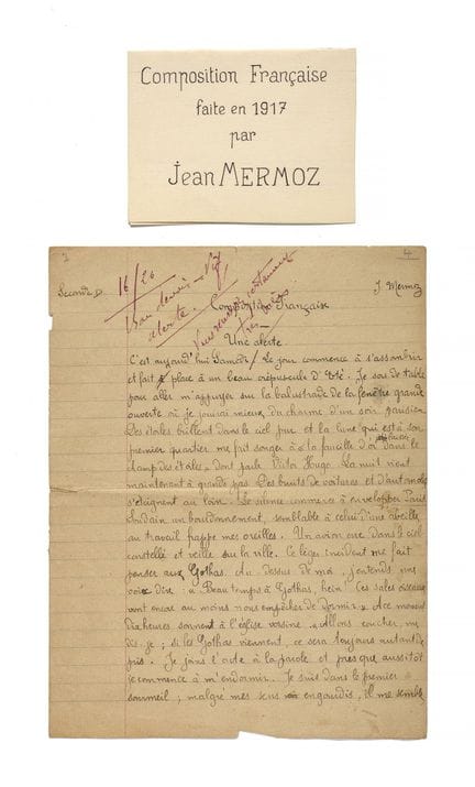 MERMOZ, Jean

MANUSCRITO autógrafo firmado, Compos