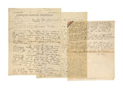 MERMOZ, Jean

Carta autógrafa «Ton Jean», Buenos A
