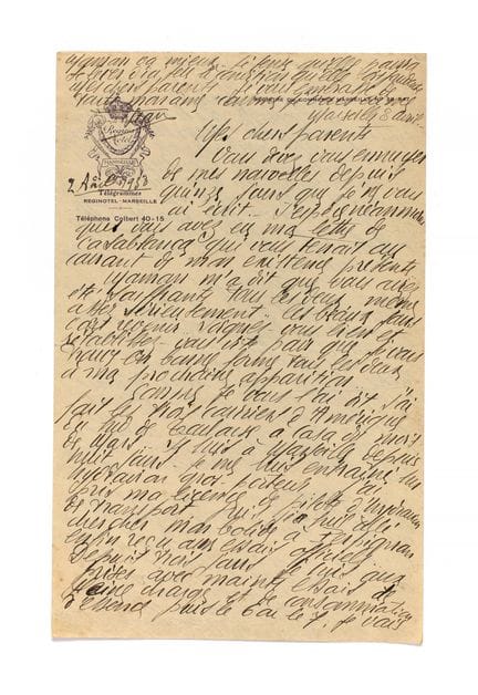 MERMOZ, Jean

Carta autógrafa «Jean», Marsella, 3 