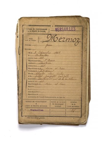 LIBRETA MILITAR DE JEAN MERMOZ, alistado por 4 año