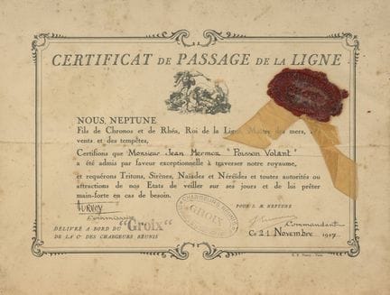 CERTIFICADO DE CRUCE DE LA LÍNEA OTORGADO A JEAN M