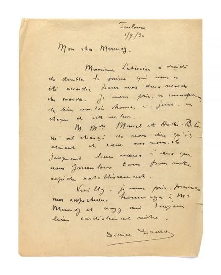 DAURAT, Didier (1891-1969)

Carta autógrafa, Toulo