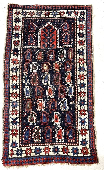 Alfombra de oración del Cáucaso, CÁUCASO, hacia 19