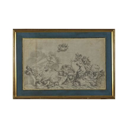 18世纪初法国画派

《海王星的凯旋》

黑铅笔

（有折痕，左边缘10厘米处有一处被熏黄的垂直折痕