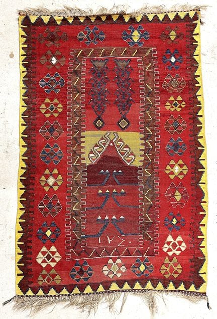 Kilim de oración turco de Anatolia, probablemente 