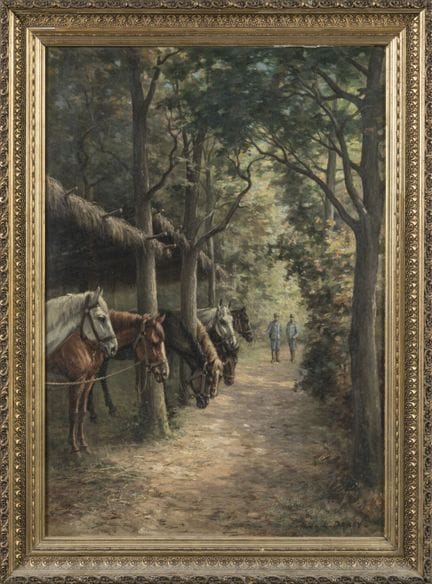 Louis DAREY (1863–1914). 
"Cavalry Horses."
Oil on