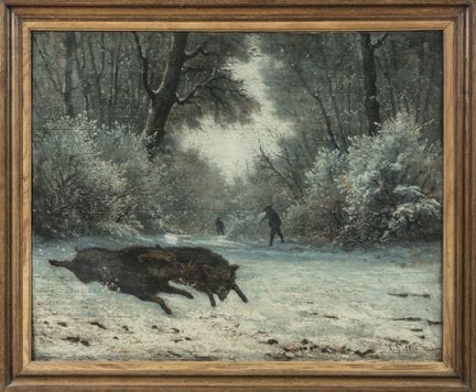 19th-Century School
Wild Boar Hunt in the Snow, 18