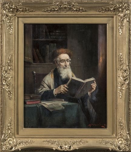 Lajos KOLOSZVARY (1871–1937). 
"The Old Rabbi"
Oil