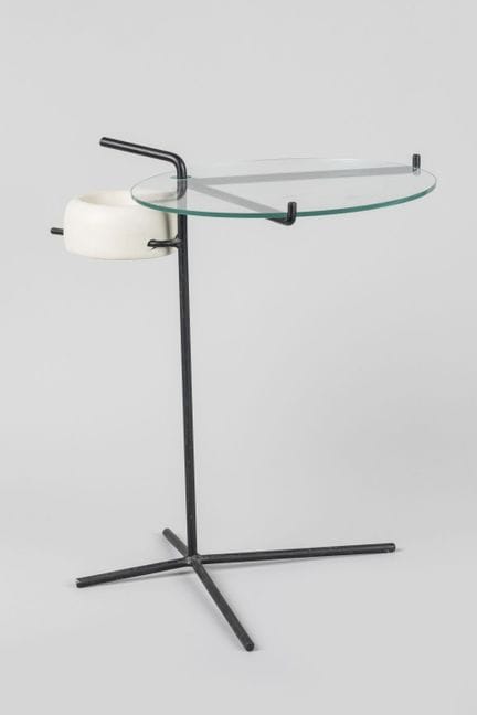 1960s Style
Black-lacquered iron side table restin