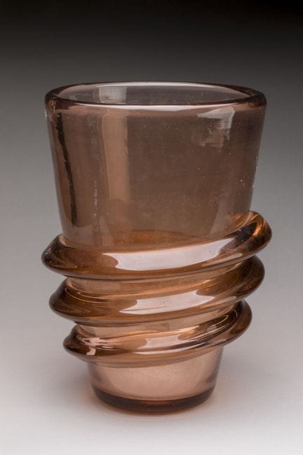Schneider
Open-form orange glass vase with a swirl