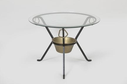 In the Style of Adnet
Round coffee table with a bl