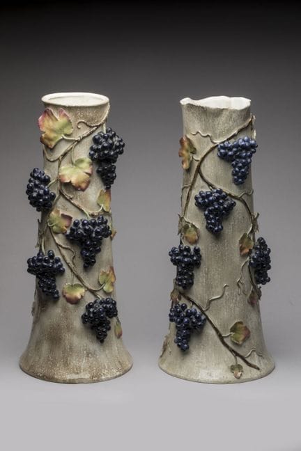 Amphora
Pair of tubular polychrome ceramic vases w