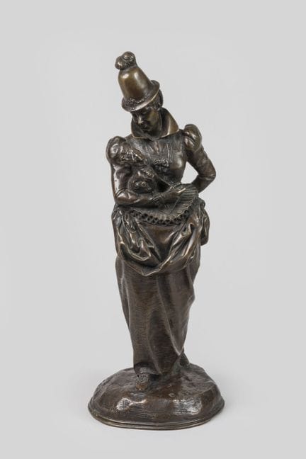 埃马纽埃尔·弗雷米耶（1824-1910）作品，据
《带狗的优雅女子》
青铜雕塑，饰有奖章式古铜色釉