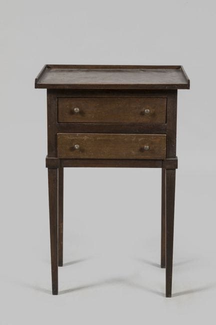 Stained beech bedside table with two drawers, rest