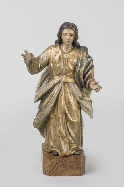 STATUETTE aus vergoldetem und vielfarbigem Holz mi