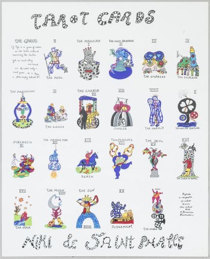 尼基·德·圣法尔（1930-2002）根据
《塔罗牌》创作。
两张彩色丝网印刷海报，均在版上签名。
