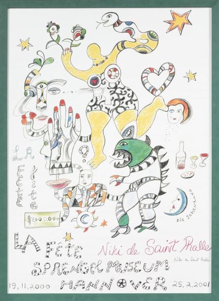 妮基·德·圣法尔（1930-2002）。
《汉诺威斯普伦格博物馆庆典》。
彩色海报
右下角有签名。

