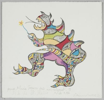 妮基·德·圣法尔（1930-2002）。
《龙/怪兽》，1996年。
彩色石版画，纸本 
画面底部中