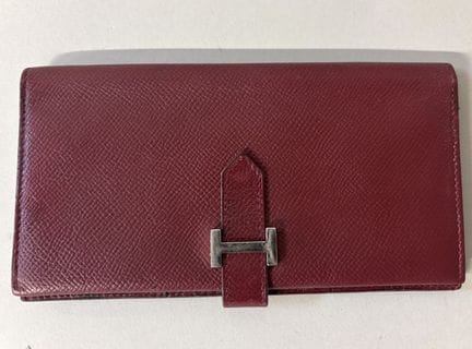 HERMÈS - PORTEFEUILLE modèle "Béarn" en cuir borde