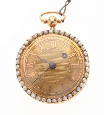 MONTRE dit à coq en or jaune 750 °/°°, boitier gui