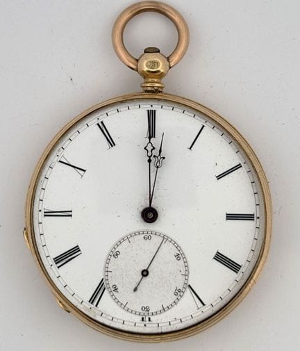 MONTRE de gousset en or jaune 750 °/°°, le cadran 