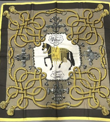 HERMÈS, Paris. Seiden-Carré „Palefroi“ mit braunem
