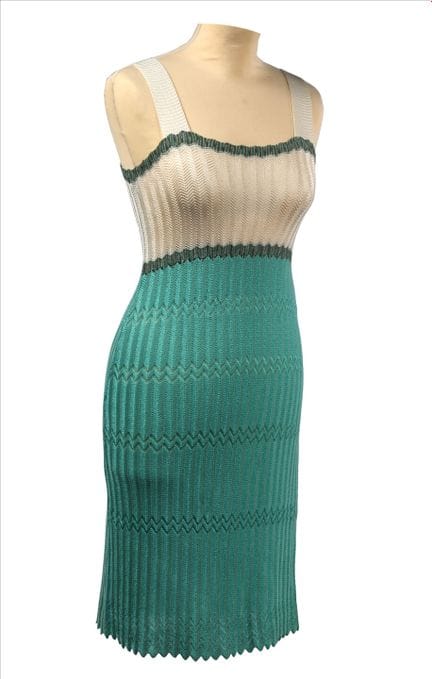 MISSONI - Kleid aus weißem, grünem und blauem Visk
