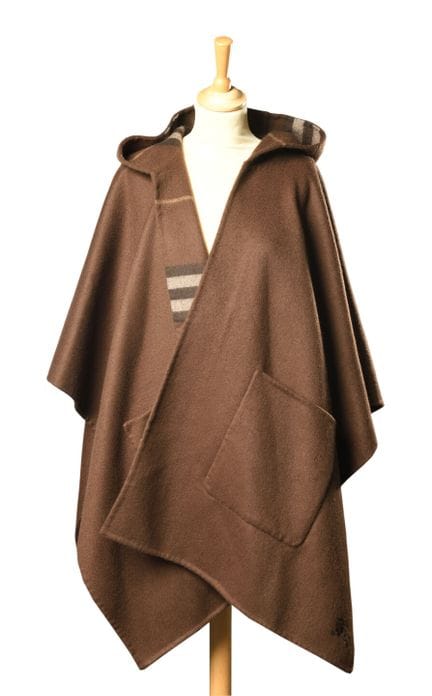 BURBERRY – Kaschmir-Umhang, außen braun und innen 