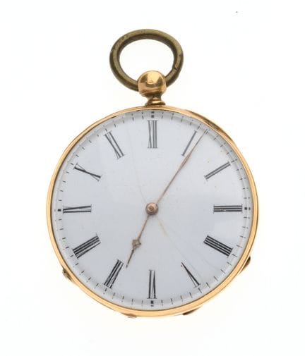 MONTRE de gousset en or jaune 750 °/°° à double cu