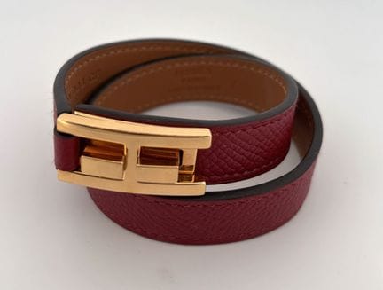 HERMÈS – Doppelt gewickeltes Armband aus rotem Gar