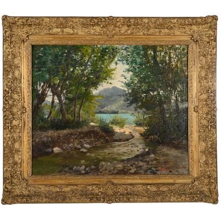 BOUSQUET Charles. (1856-1946). «Paysage lacustre».