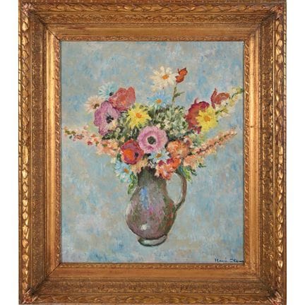 STENN Henri (1903- 1993). «Vase de fleurs». Huile 
