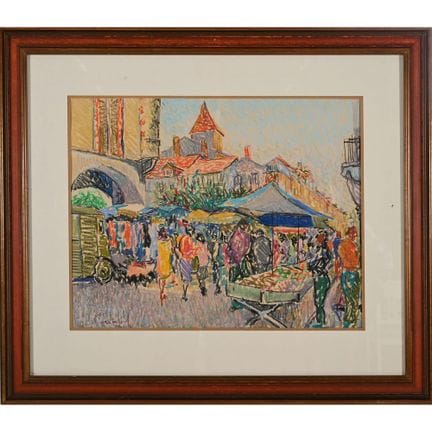 SIGNATURE non identifiée. «Scène de marché». Paste