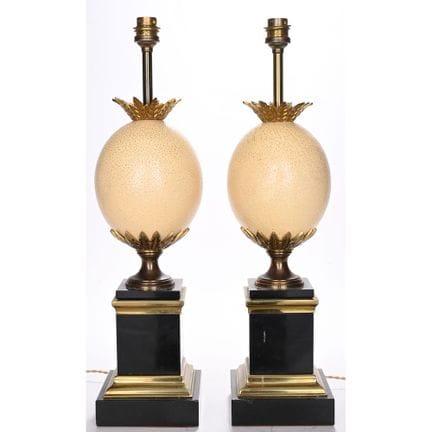 MAISON CHARLES. COPPIA DI LAMPADE in marmo, metall