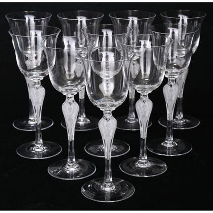 FABERGE. SET DI 10 BICCHIERI in cristallo con base