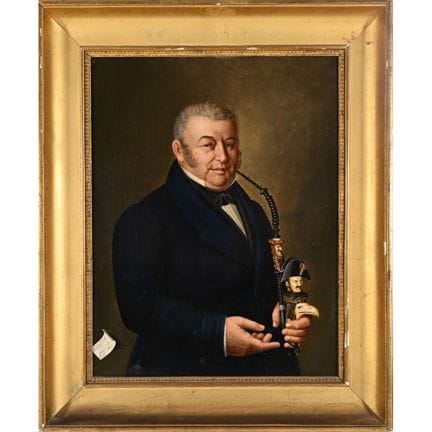 LAMBLARS (?). «Portrait d’homme à la pipe». Huile 