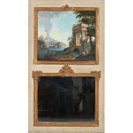 TRUMEAU LOUIS XVI en bois rechampi à décor d’une g