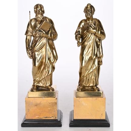 PAAR FIGUREN aus vergoldeter Bronze, die die Evang