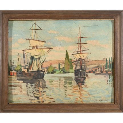 MASSON Georges. (1875-1948). «Port animé dans le p