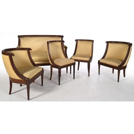 SET DA SALOTTO LUIGI XVI in mogano e impiallacciat
