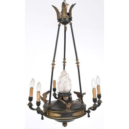 LAMPADARIO IMPERIALE in bronzo con doppia patina, 