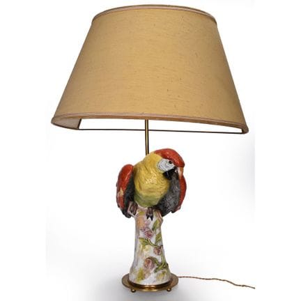 LAMPADA in porcellana raffigurante un pappagallo s